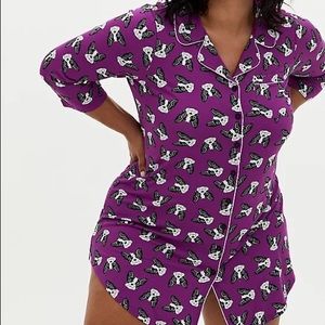 Torrid sleepwear berry pink frenchie dog sleep tunic shirt plus size